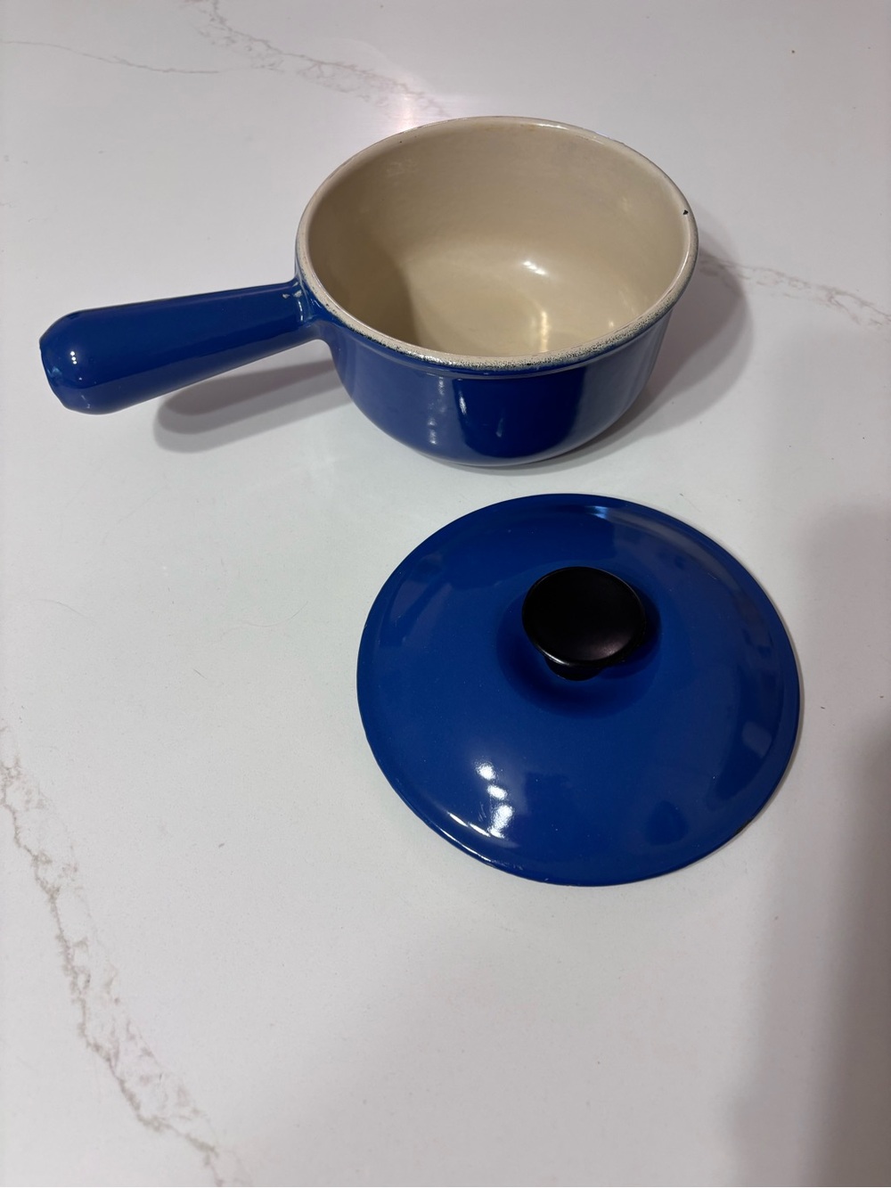 Vintage Le Creuset #14 Blue Enameled Cast Iron Saucepan Pot w Lid France - Picture 2 of 12